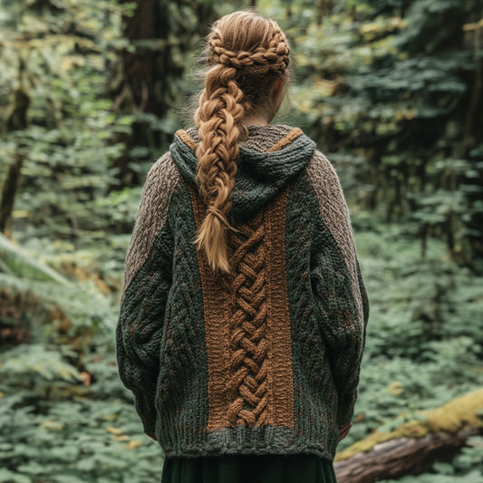 Vintage Celtic Gradient Chunky Hooded Cardigan elevenforest