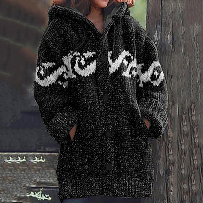 Retro Surf Jacquard Knit Cozy Cardigan Sweater elevenforest
