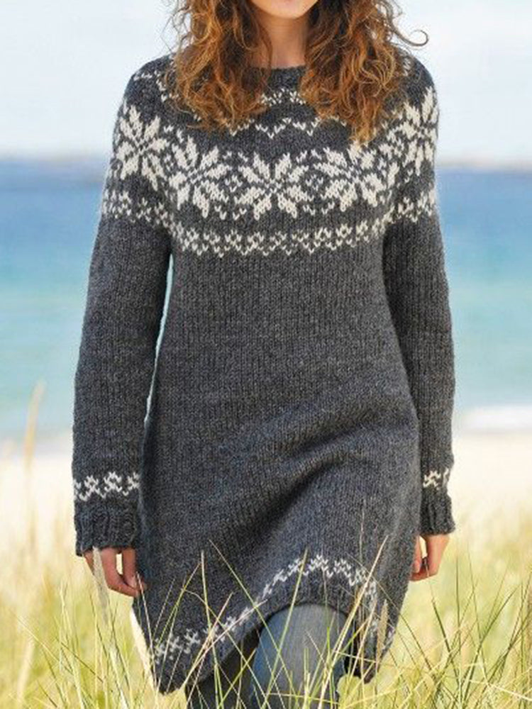 Fairman Island Snowflake Jacquard Sweater Dress elevenforest