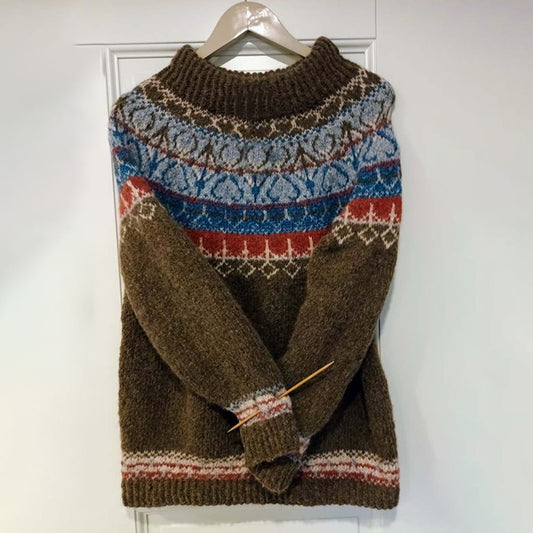 Vintage Iceland Pattern Warm Comfy Cozy Long Sleeve Sweater elevenforest