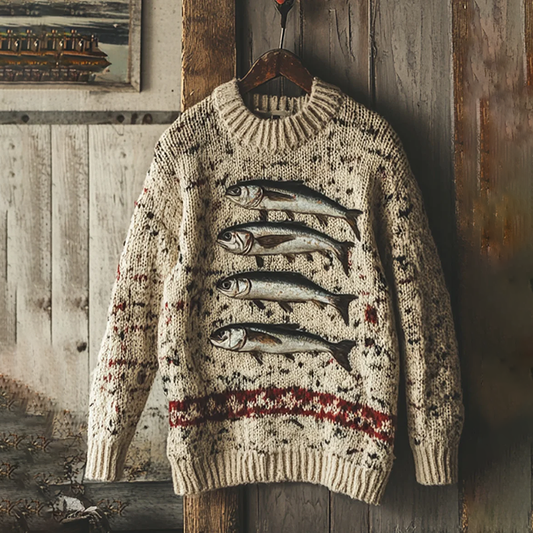 Vintage Sardines Art Knitting Patterns Art Cozy Sweater elevenforest