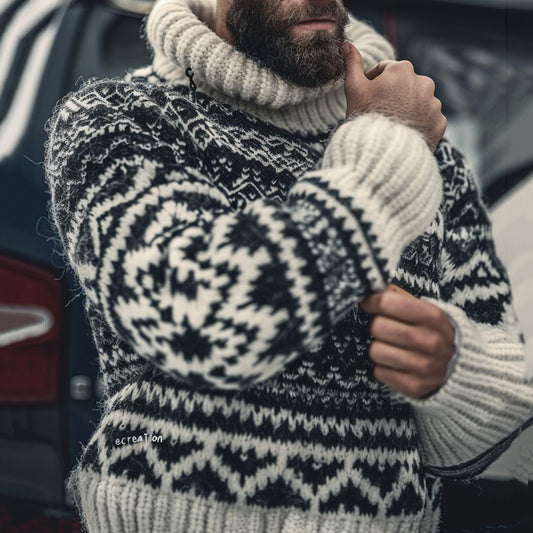 Men's Fairman Island Jacquard Warmth Knitted Turtleneck Sweater elevenforest