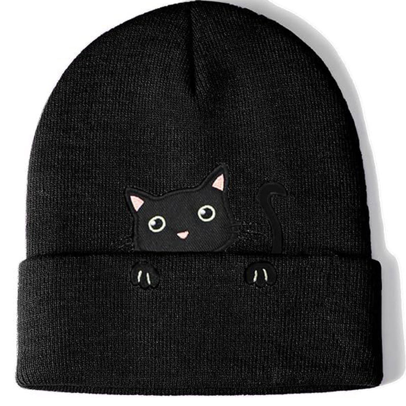 Comstylish Cat Embroidery Cute Cat Knitted Hat