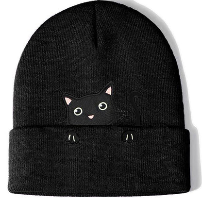 Comstylish Cat Embroidery Cute Cat Knitted Hat