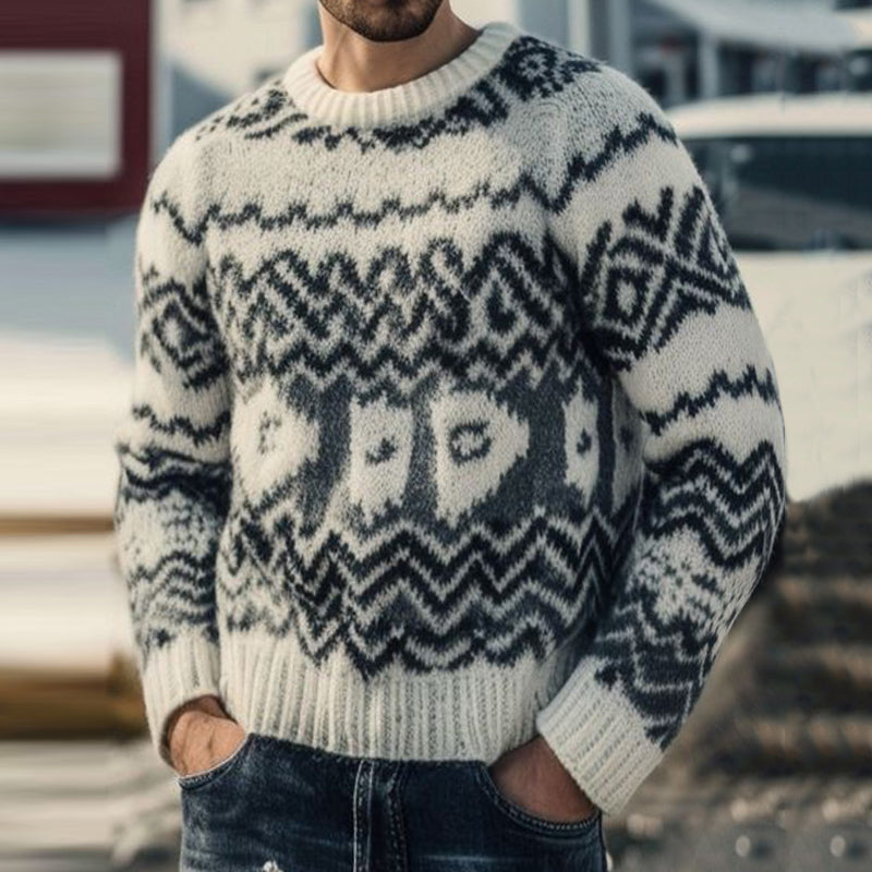Men'S Fair Isle Geometric Jacquard Graphic Art Knit Sweater elevenforest