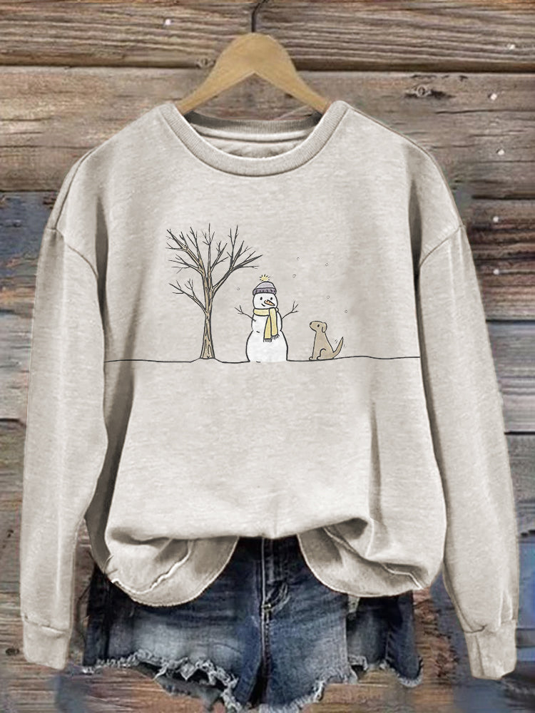 Comstylish Christmas Snowman Art Print Cozy Sweatshirt