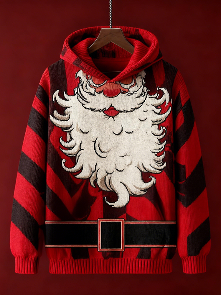 Comstylish Christmas Vintage Style Men's Hooded Knit Sweater
