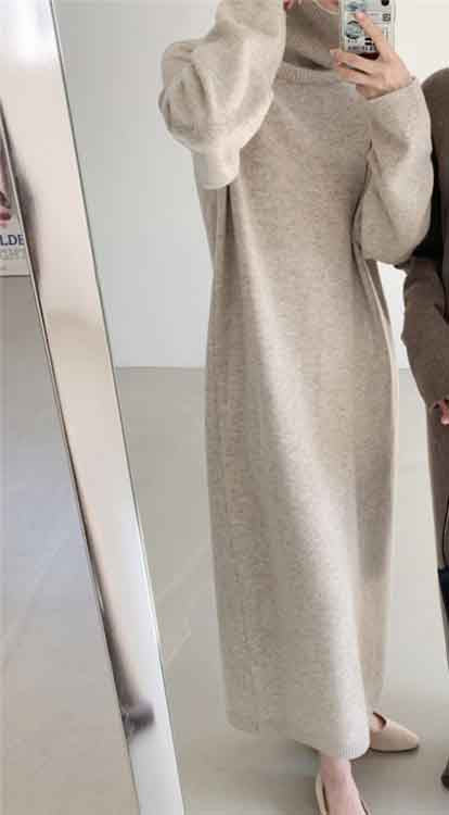 Clio® | Warm sweater dress with long sleeves and stand-up collar