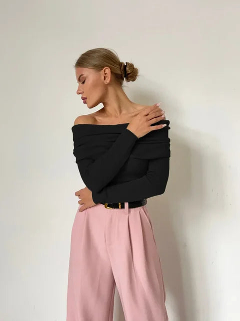 Yanet® | Elegant off-the-shoulder knit sweater