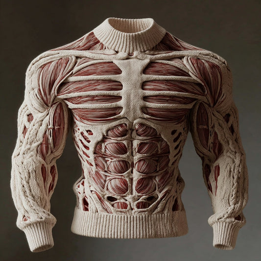 Vintage Halloween Skull Art Knit Crew Neck Sweater artswardrobe