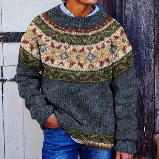 Men's Icelandic Pattern Art Cozy Knit Sweater elevenforest