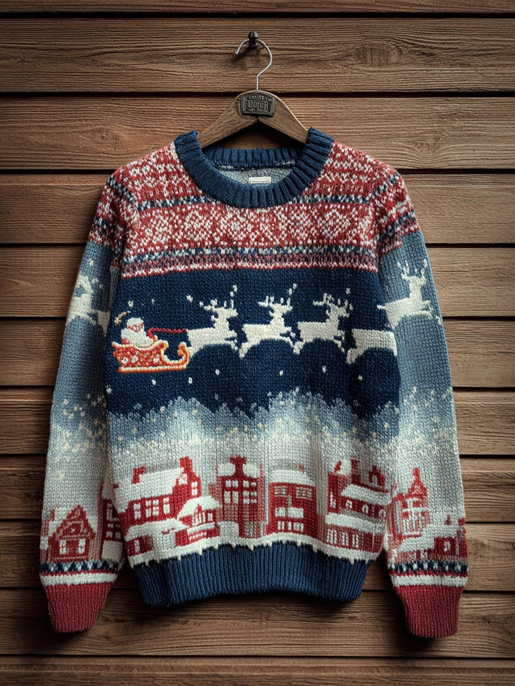 Comstylish Retro Classic Christmas Inspired Pattern Cozy Knit Sweater