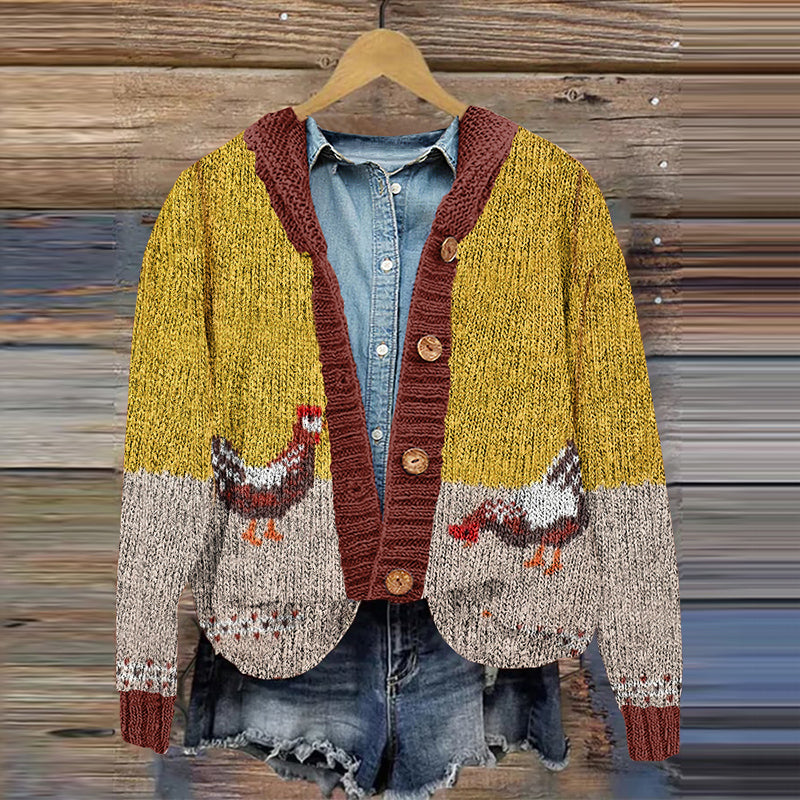 Rooster Irregular Graphic Women's Sweater artswardrobe