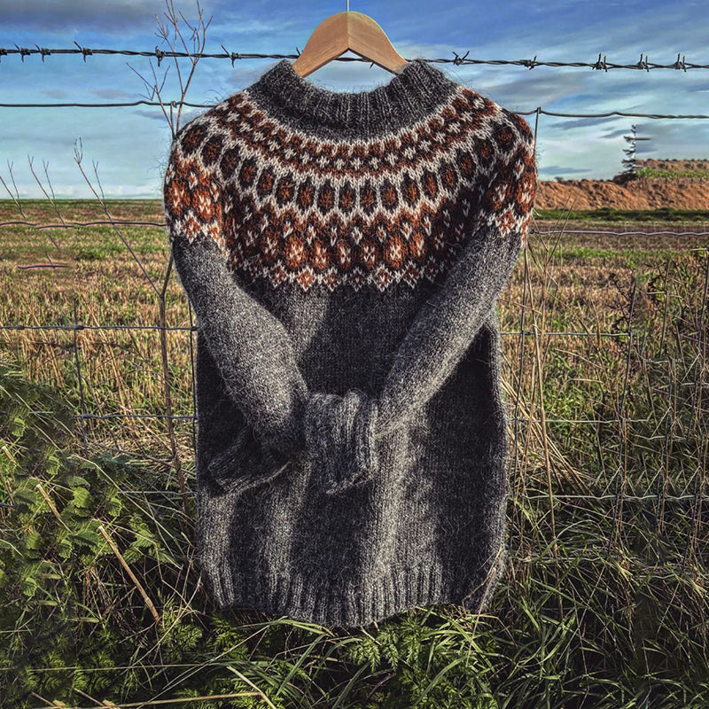 Geometric Round Neck Long Sleeve Casual Knitted Sweater elevenforest