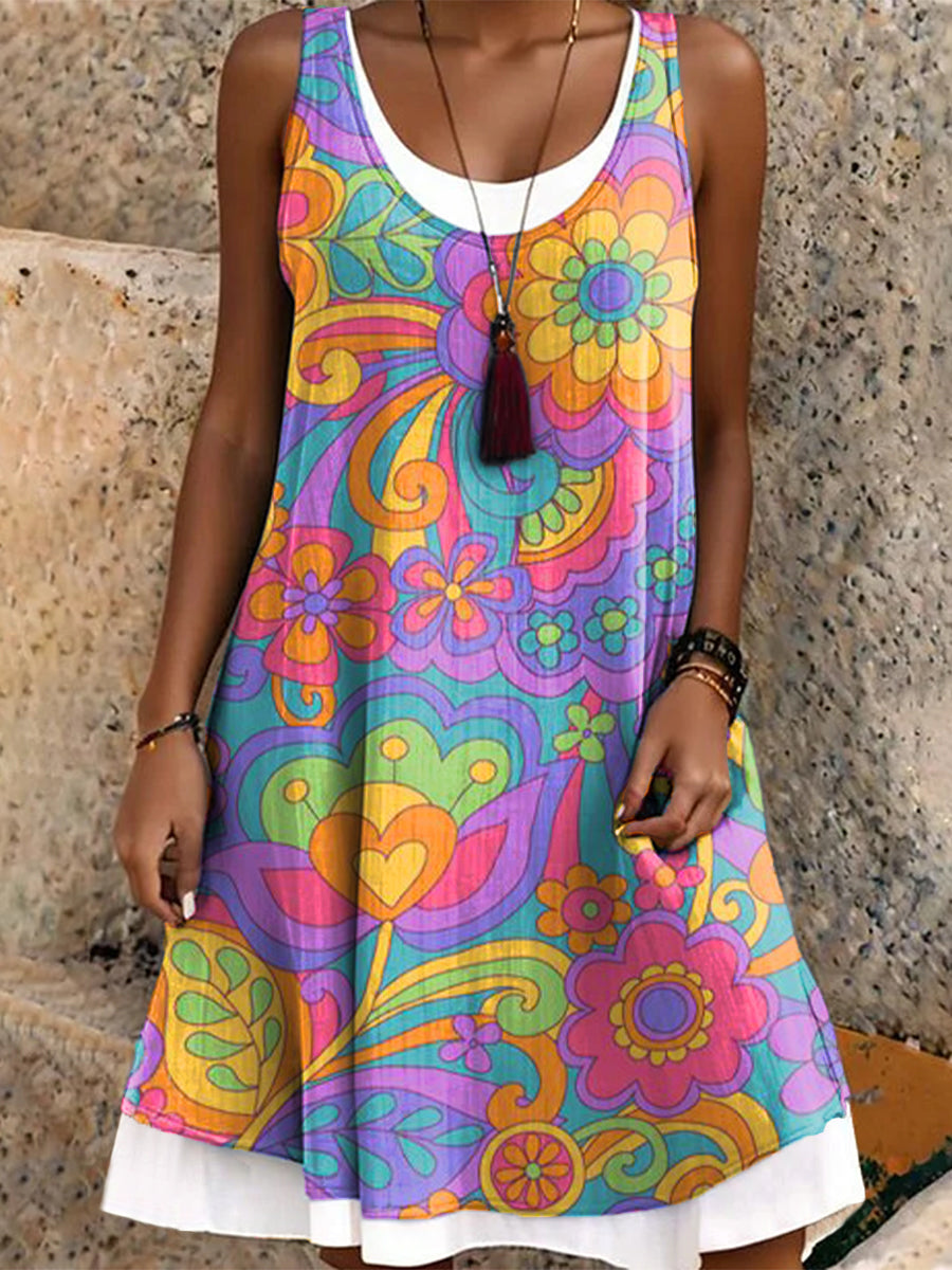 Women's Hippie Art Painting Print Dress