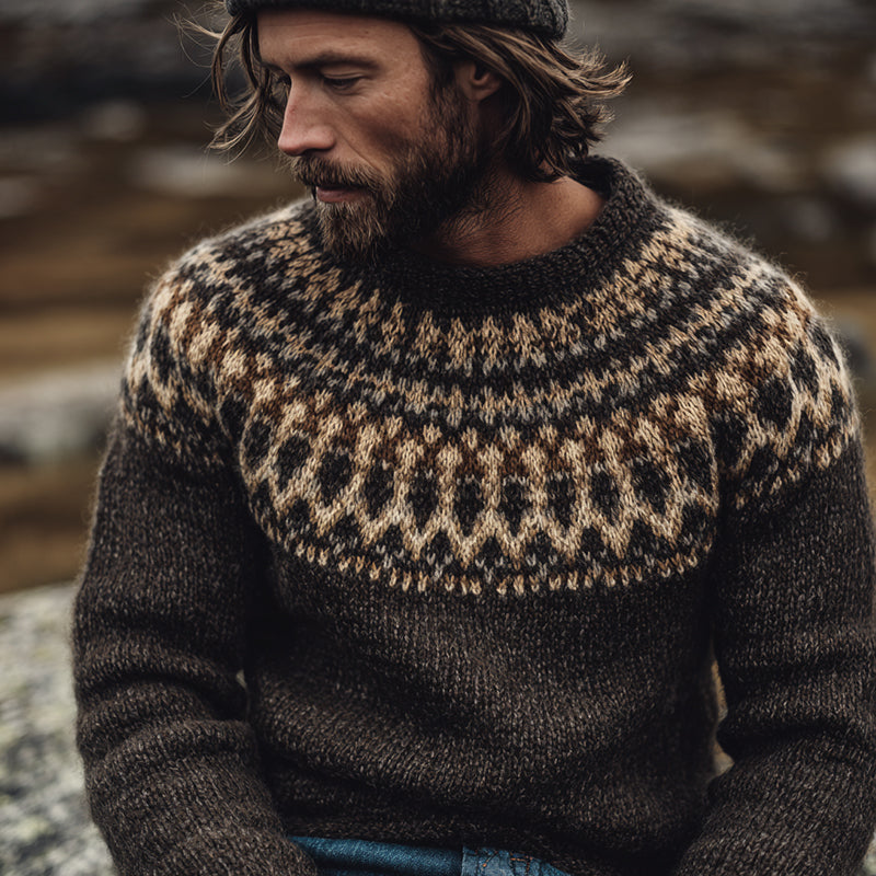 Vintage Fair Isle Norwegian Knit Jacquard Crew Neck Sweater elevenforest