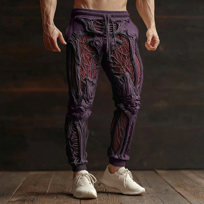 Men's Vintage Halloween Skeleton Art Sweatpants artswardrobe