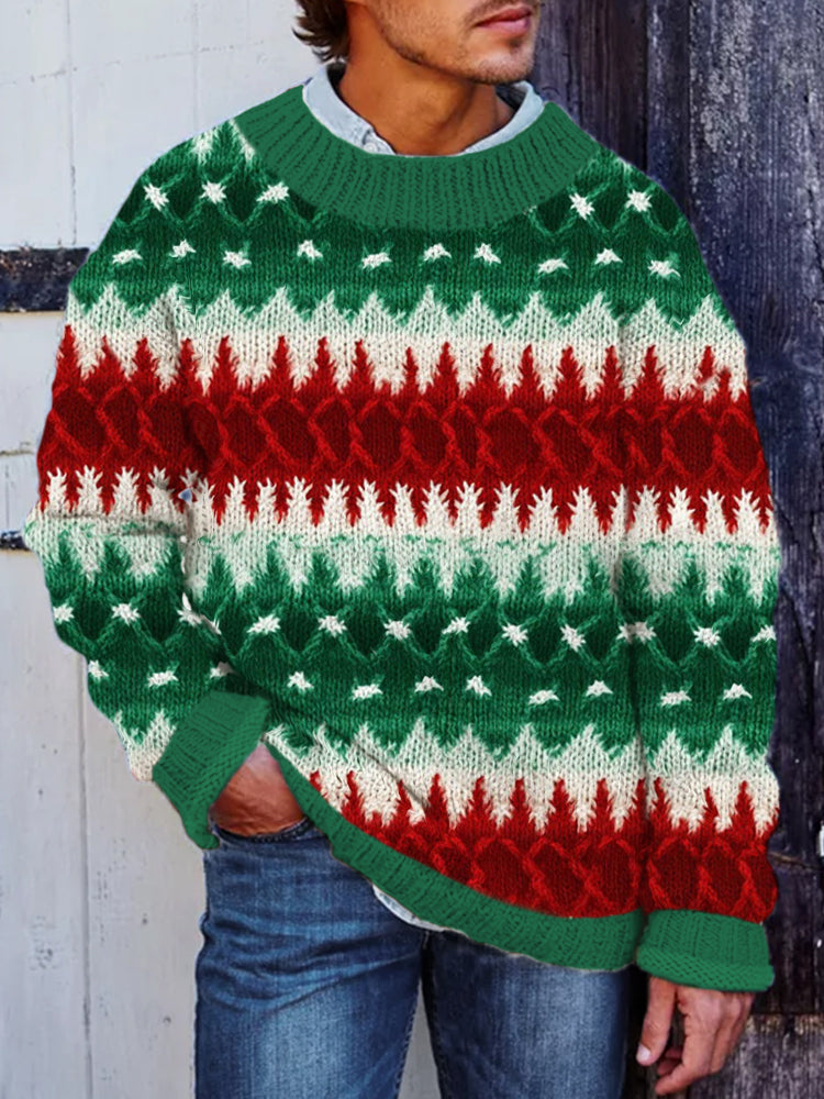 Men's Christmas Jacquard Cozy Knit Icelandic Sweater elevenforest