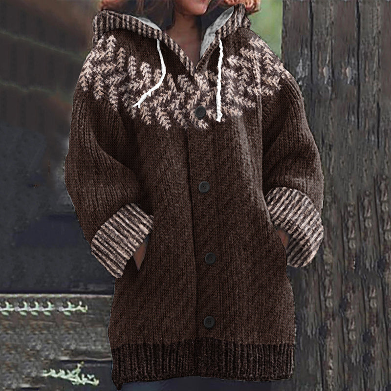 Vintage Iceland Fan Leaf Knitted Warm Women's Sweater elevenforest