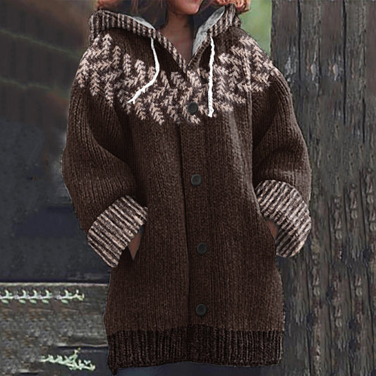 Vintage Iceland Fan Leaf Knitted Warm Women's Sweater elevenforest