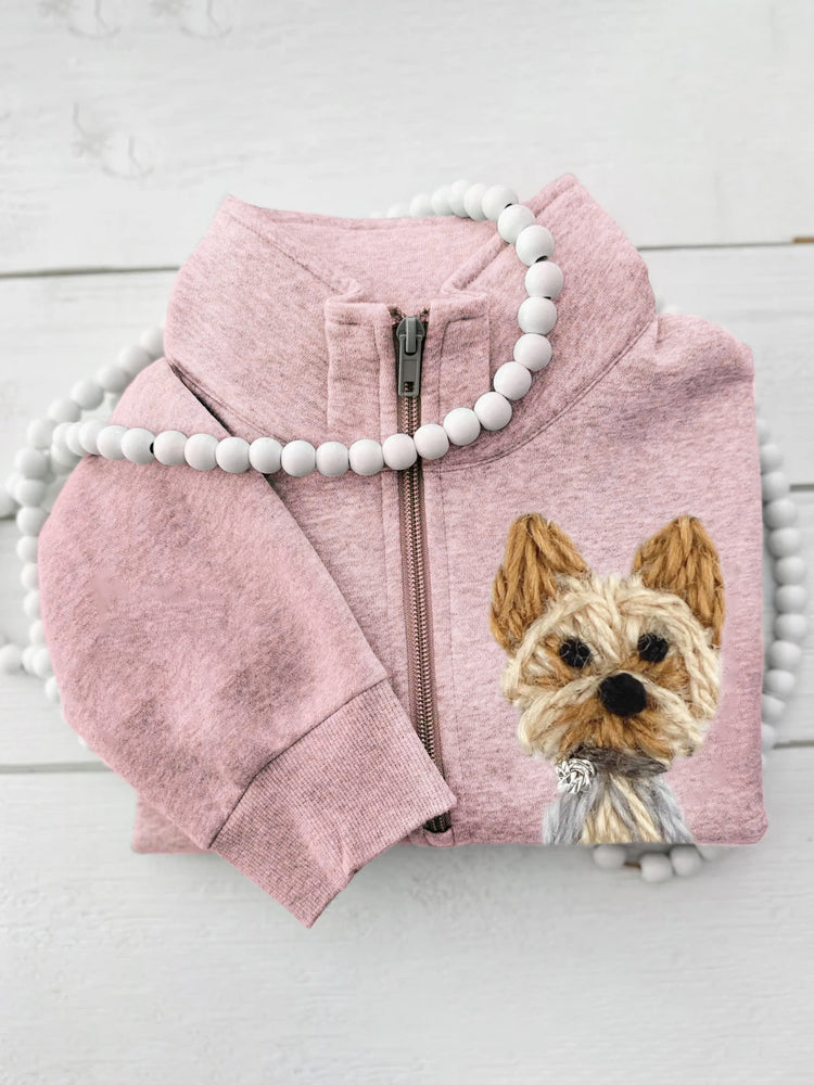 Comstylish Cute Fleece Pet Dog Women's Zipper Sweatshirt