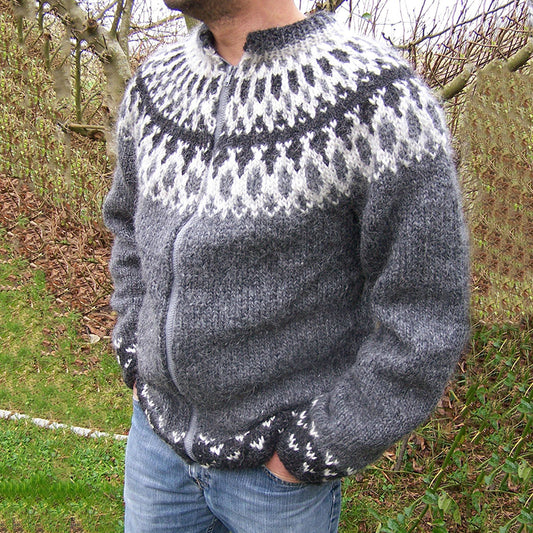 Mens Vintage Fair Isle Knitted Cardigan Sweater elevenforest