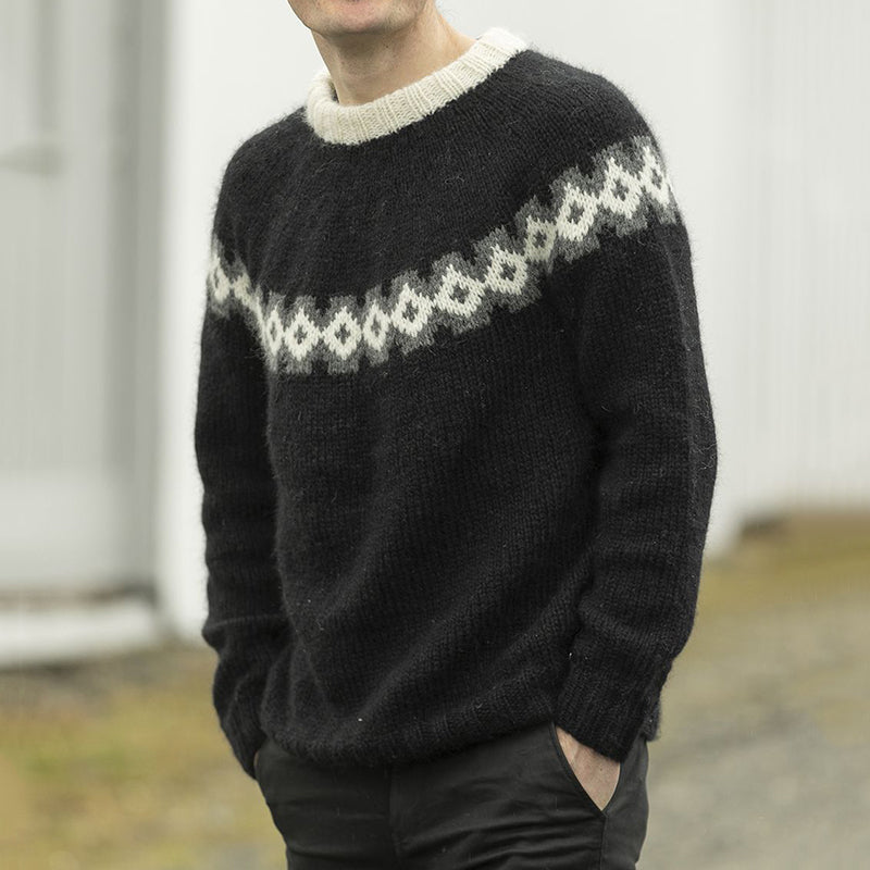 Men's Vintage Knitted Jacquard Crew Neck Sweater elevenforest