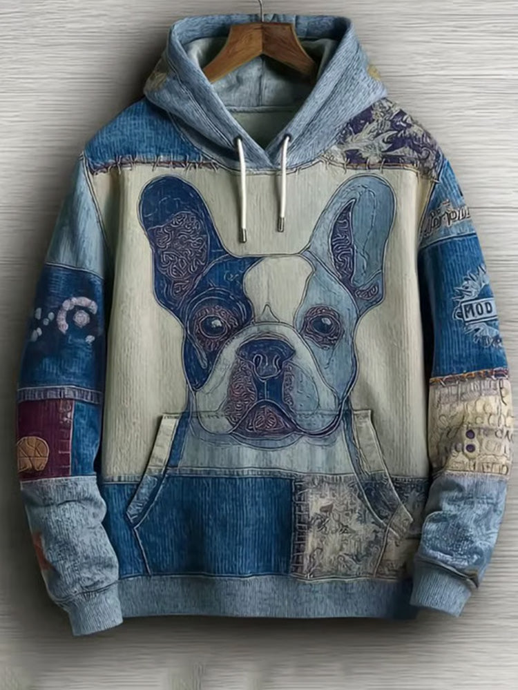 Comstylish Women's Casual Patchwork Dog Print Hoodie