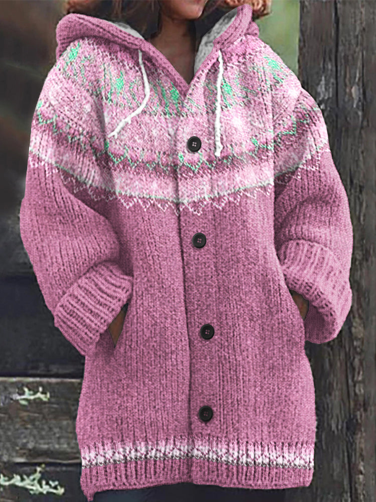 Vintage Icelandic Knit Jacquard Warmth Print Women's Sweater elevenforest