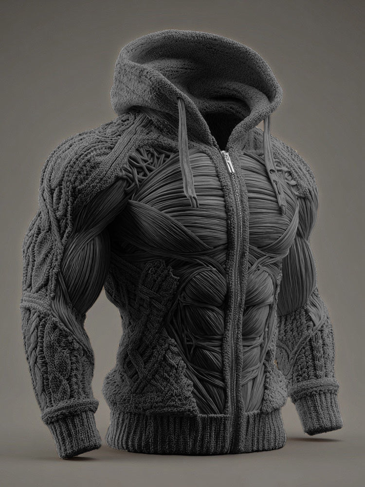 Vintage Muscles Anatomical Art Men's Casual Warm Zip-up Sweater artswardrobe