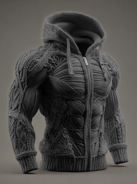 Vintage Muscles Anatomical Art Men's Casual Warm Zip-up Sweater artswardrobe