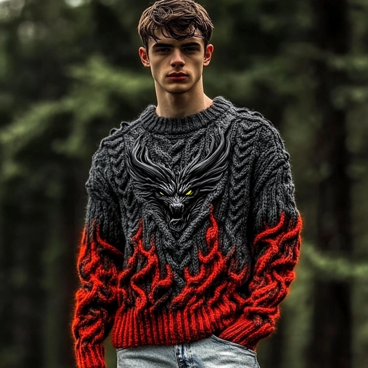 Men's Viking Dragon Celtic Jacquard Knitted Comfort Sweater elevenforest
