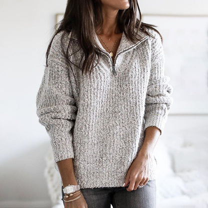 Vintage Zip Pullover Long Sleeve Sweater elevenforest