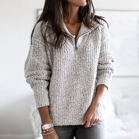 Vintage Zip Pullover Long Sleeve Sweater elevenforest