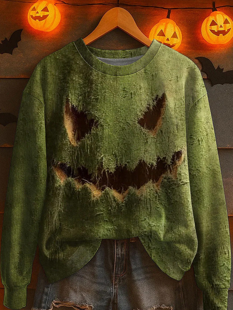Women's Halloween Jack-o’-lantern Knitted Sweater elevenforest