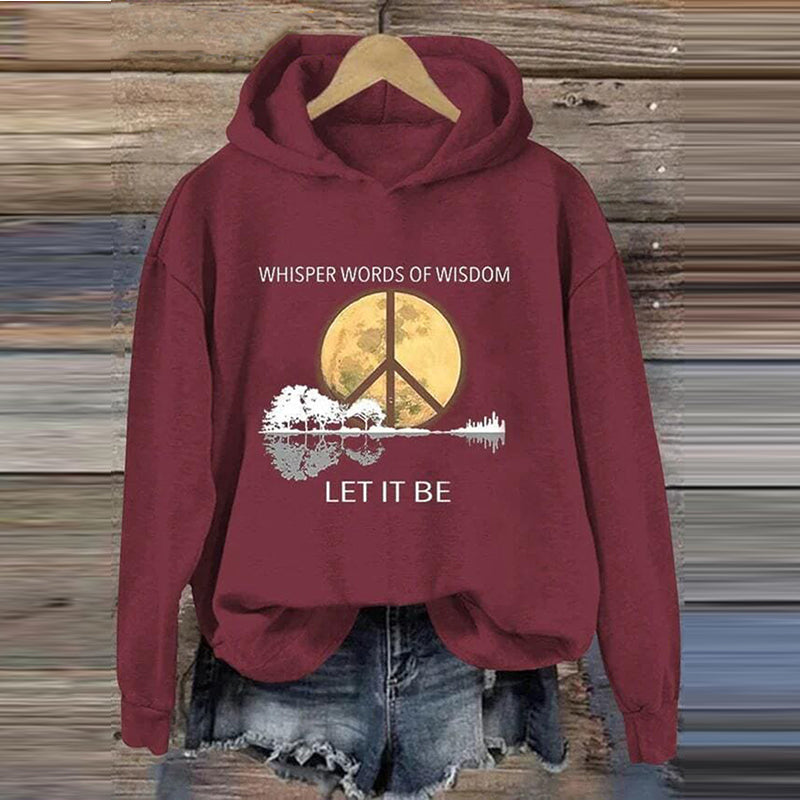 Comstylish Hippie Guitar Lake Whisper Words Of Wisdom Let It Be Print Hoodie