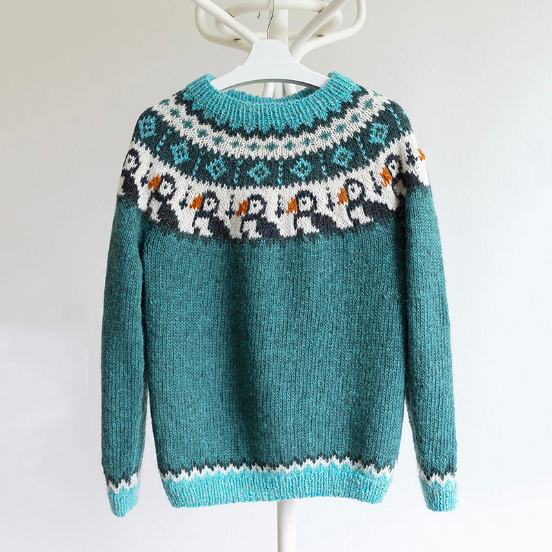 Snow Penguin Graphic Knitted Crew Neck Sweater elevenforest