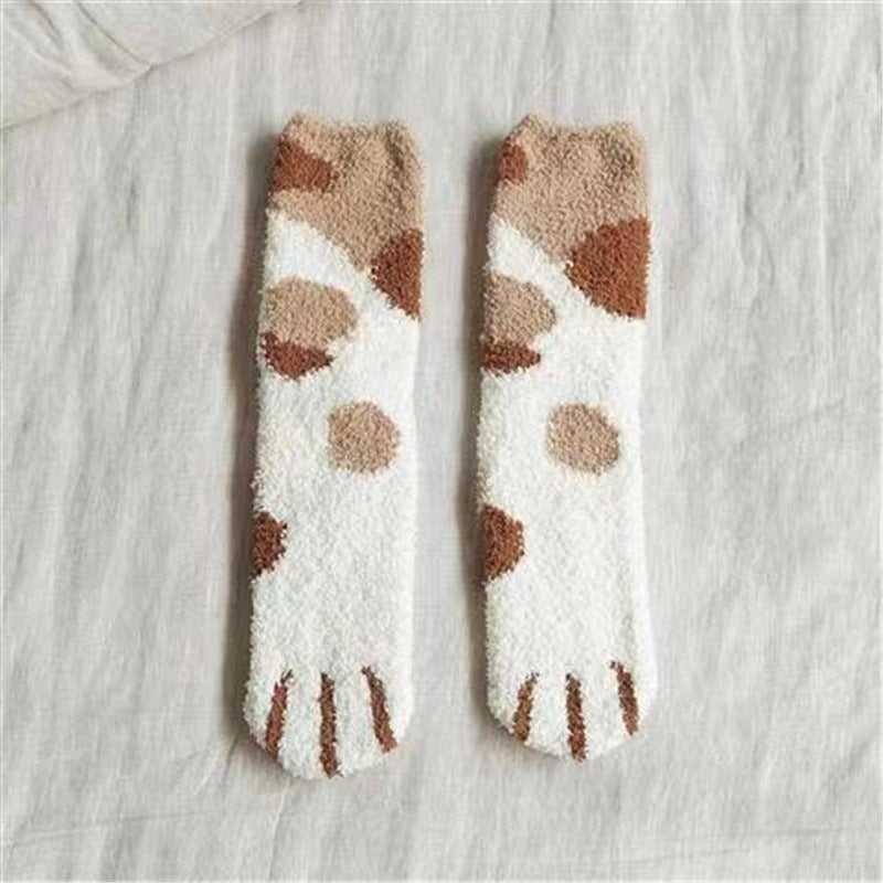 Comstylish Lovely Cat Paw Inspired Fuzzy Plush Socks