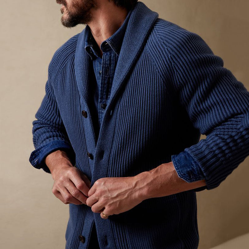 Men's Vintage Hand Knit Pocket Button Sweater elevenforest