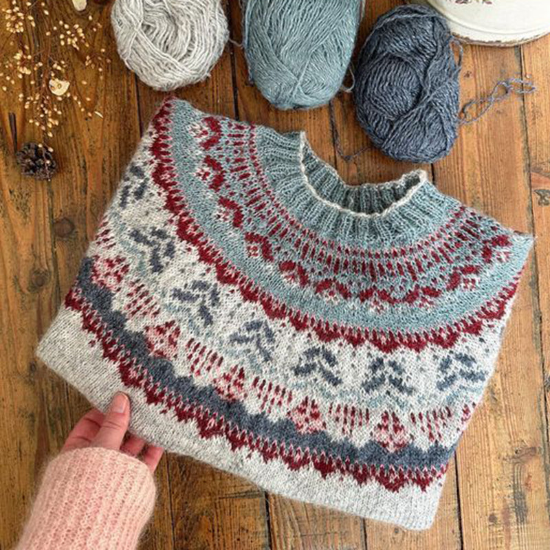 Vintage Icelandic Pattern Comfy Sweater elevenforest