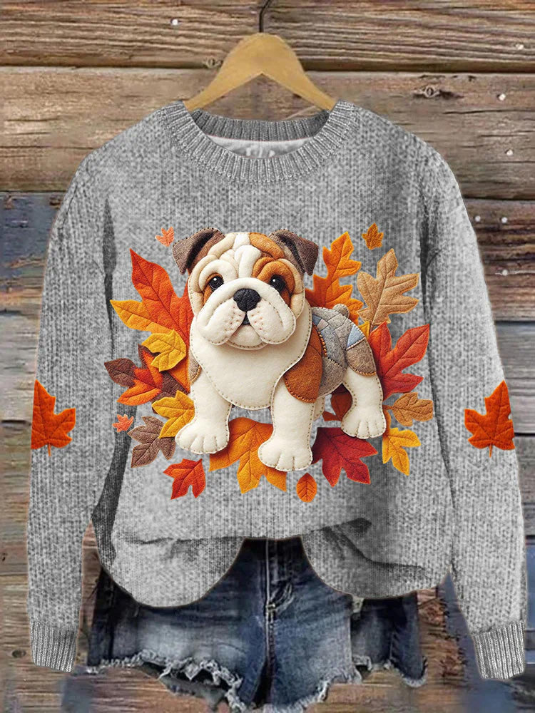 Comstylish Women's Pug Maple Leaf Sweatshirt
