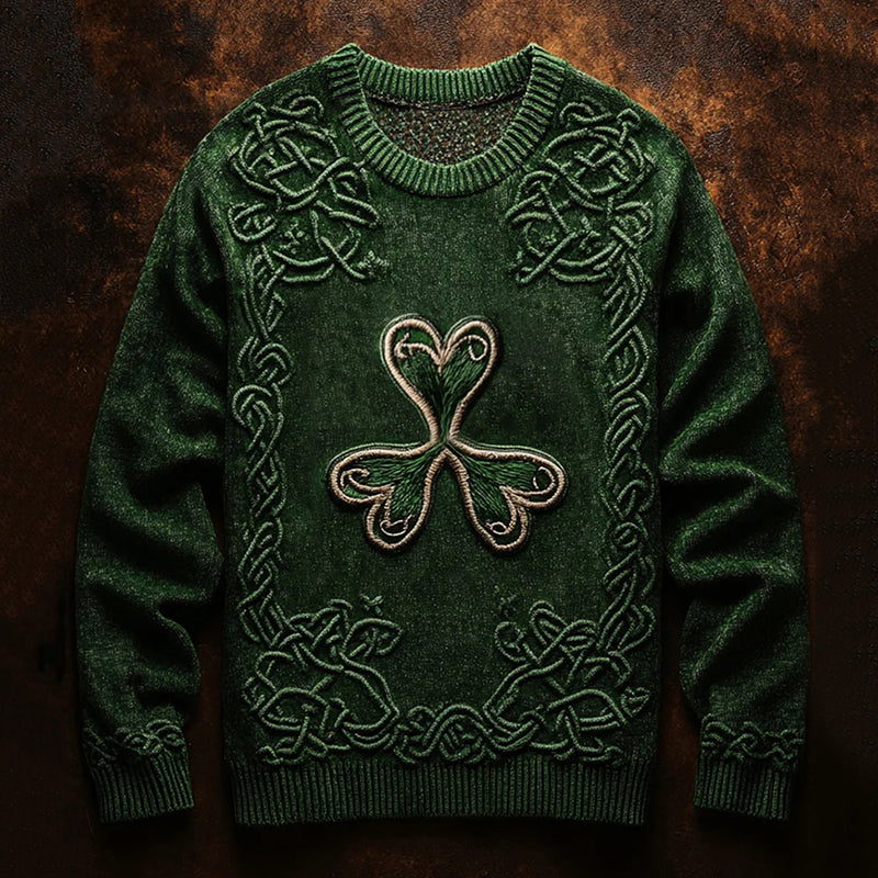 Vintage Irish Clover Cozy Knit Sweater artswardrobe