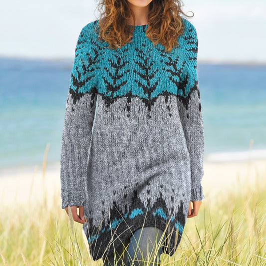 Vintage Fair Isle Knit Warm Sweater Dress elevenforest