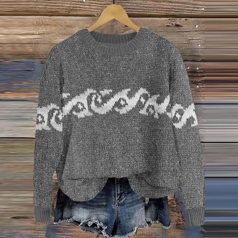 Vintage Surf Knit Island Jacquard Comfy Sweater elevenforest