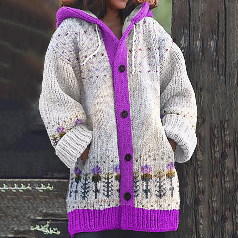 Vintage Icelandic Floral Pattern Women's Cardigan Sweater elevenforest