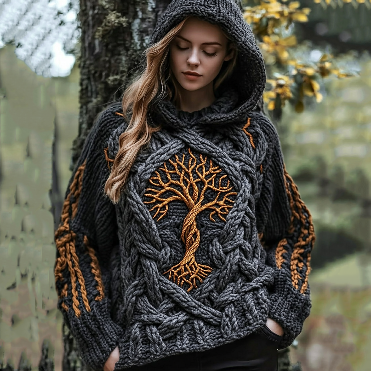 Women's Viking Tribal Tree Of Life Celtic Hooded Sweater artswardrobe