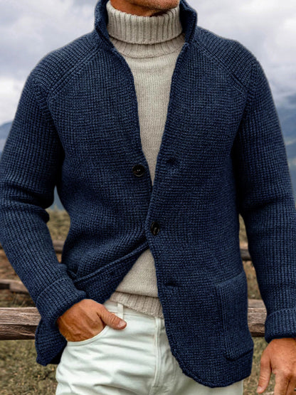 Men's Vintage Solid Color Cozy Sweater Cardigan artswardrobe