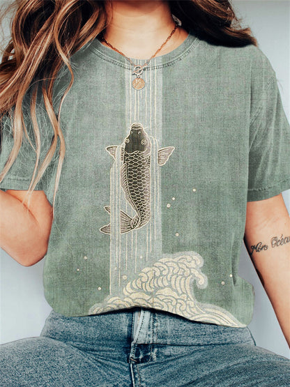 Comstylish Upstream Carp Japanese Art Comfy T Shirt