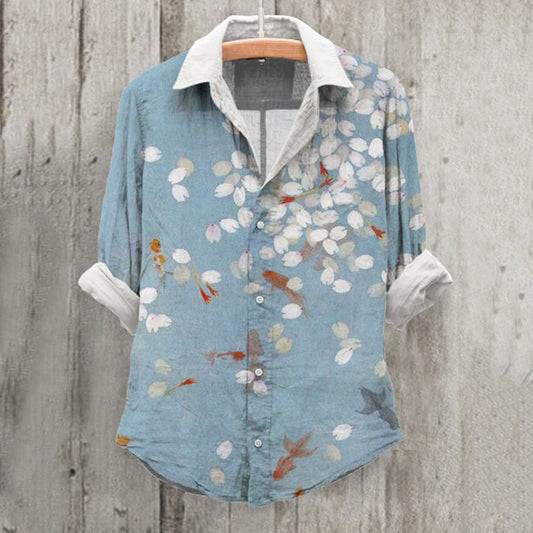Comstylish Roaming Goldfish Art Print Long Sleeve Shirt