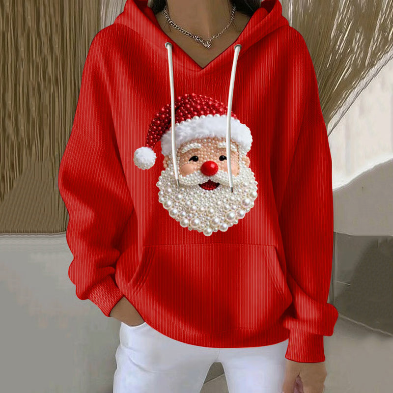 Comstylish Women's Christmas Cute Santa Art Hoodie
